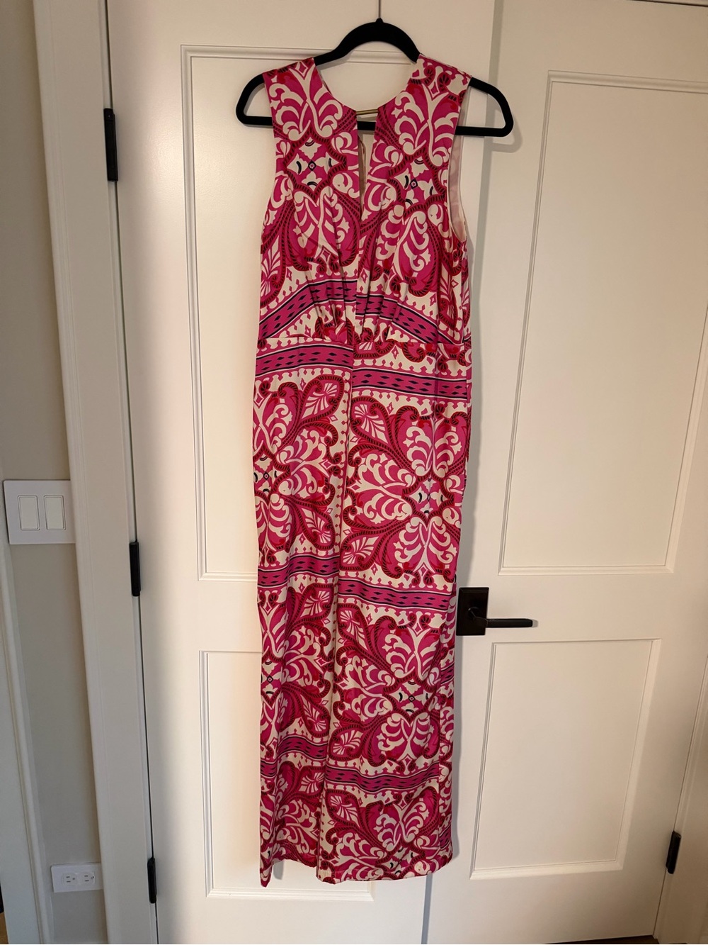 Mango Sleeveless Pink Patterned Silk Jumpsuit